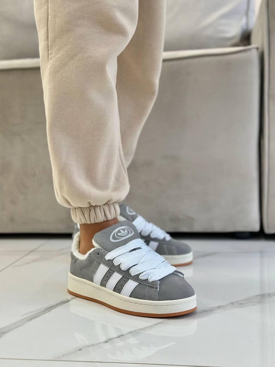 Зимові Кросівки Adidas Campus Grey Fur 9842 фото