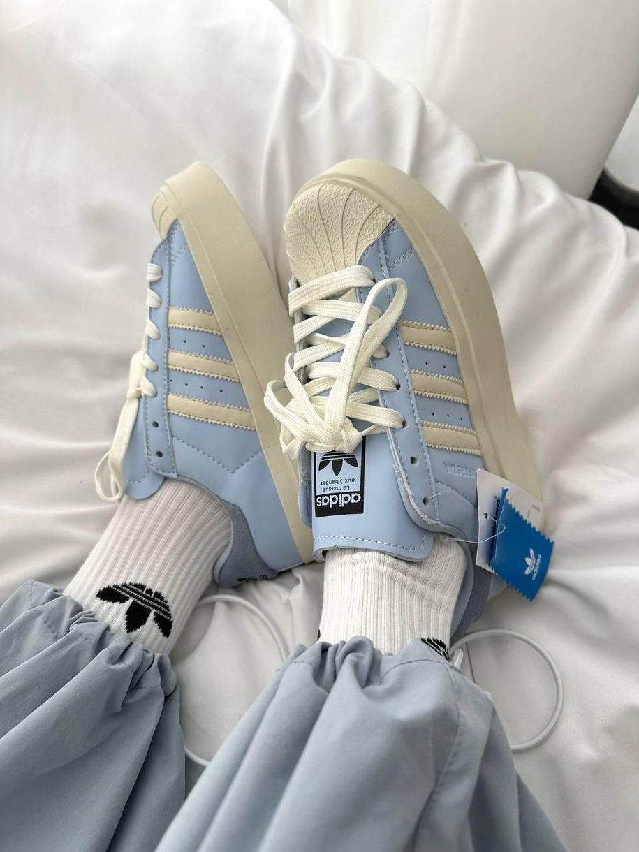 Кроссовки Adidas Superstar Bonega Blue Cream 9698 фото