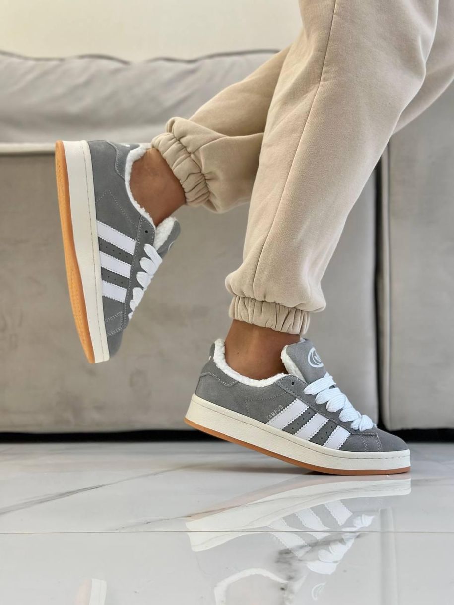 Зимові Кросівки Adidas Campus Grey Fur 9842 фото