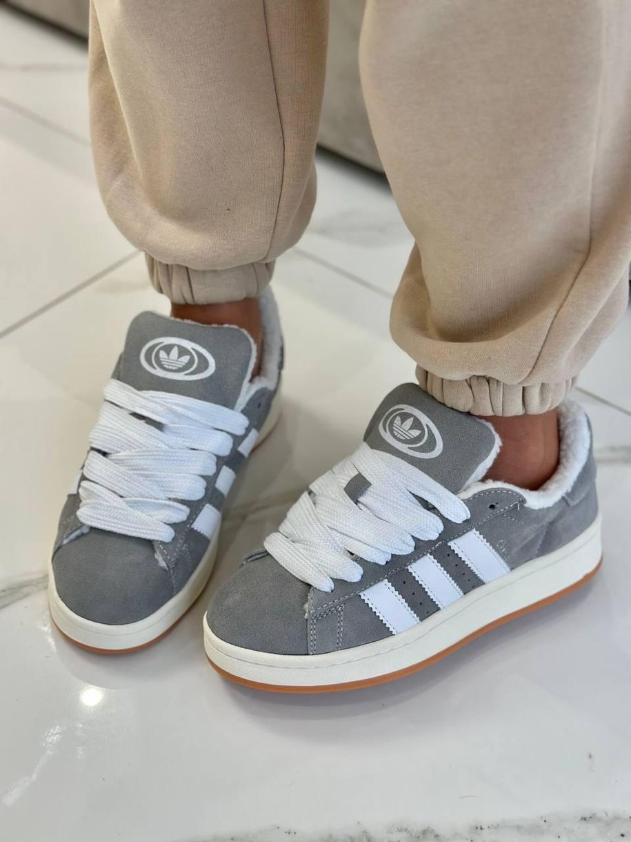 Зимові Кросівки Adidas Campus Grey Fur 9842 фото