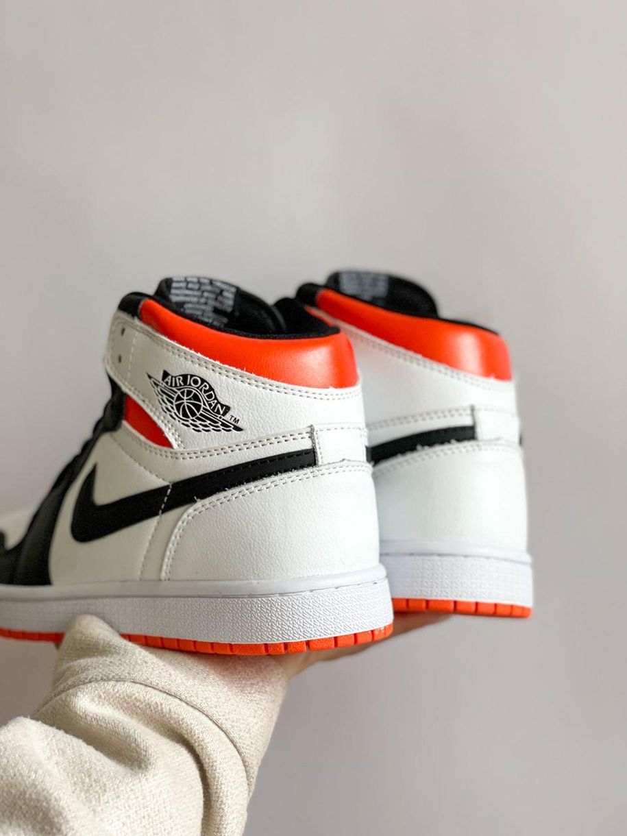 Баскетбольні кросівки Nike Air Jordan 1 Retro High White Black Orange 7353 фото