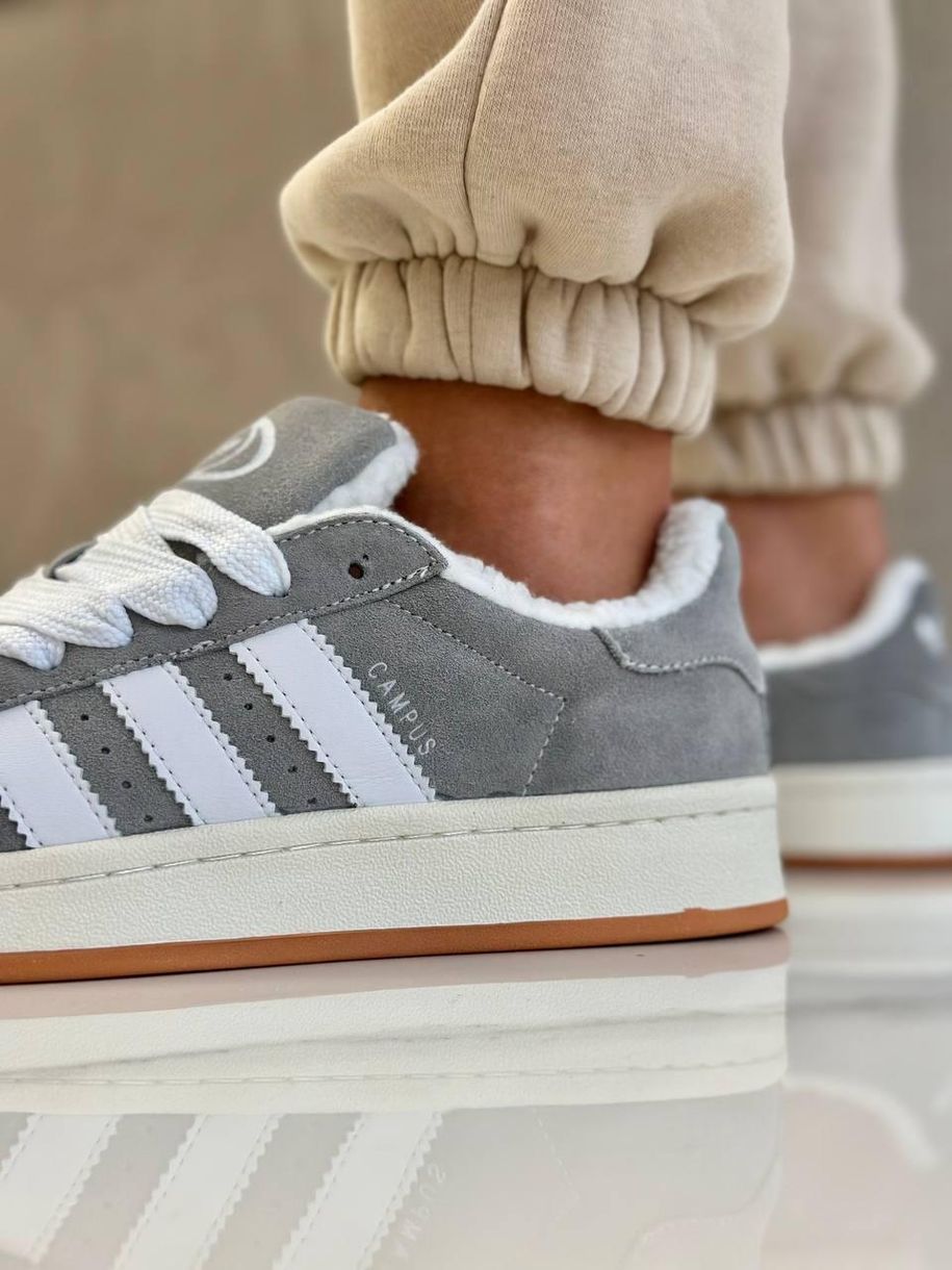 Зимові Кросівки Adidas Campus Grey Fur 9842 фото