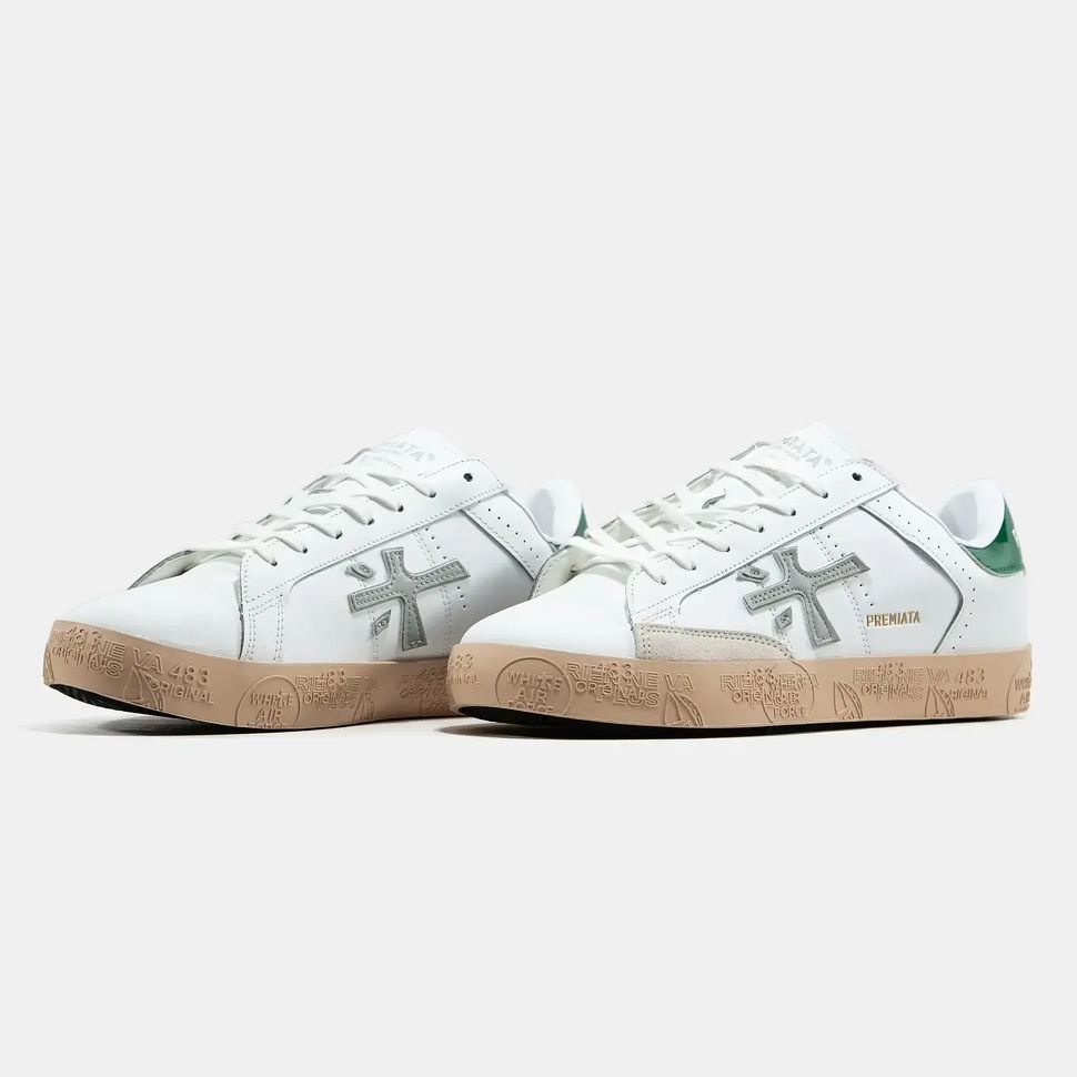 Premiata Steven White Green Gum