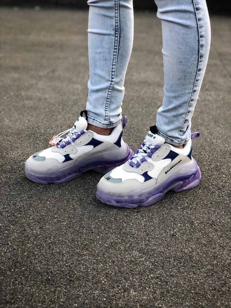 Кроссовки Balenciaga Triple S Clear Sole Violet Blue Grey 3442 фото