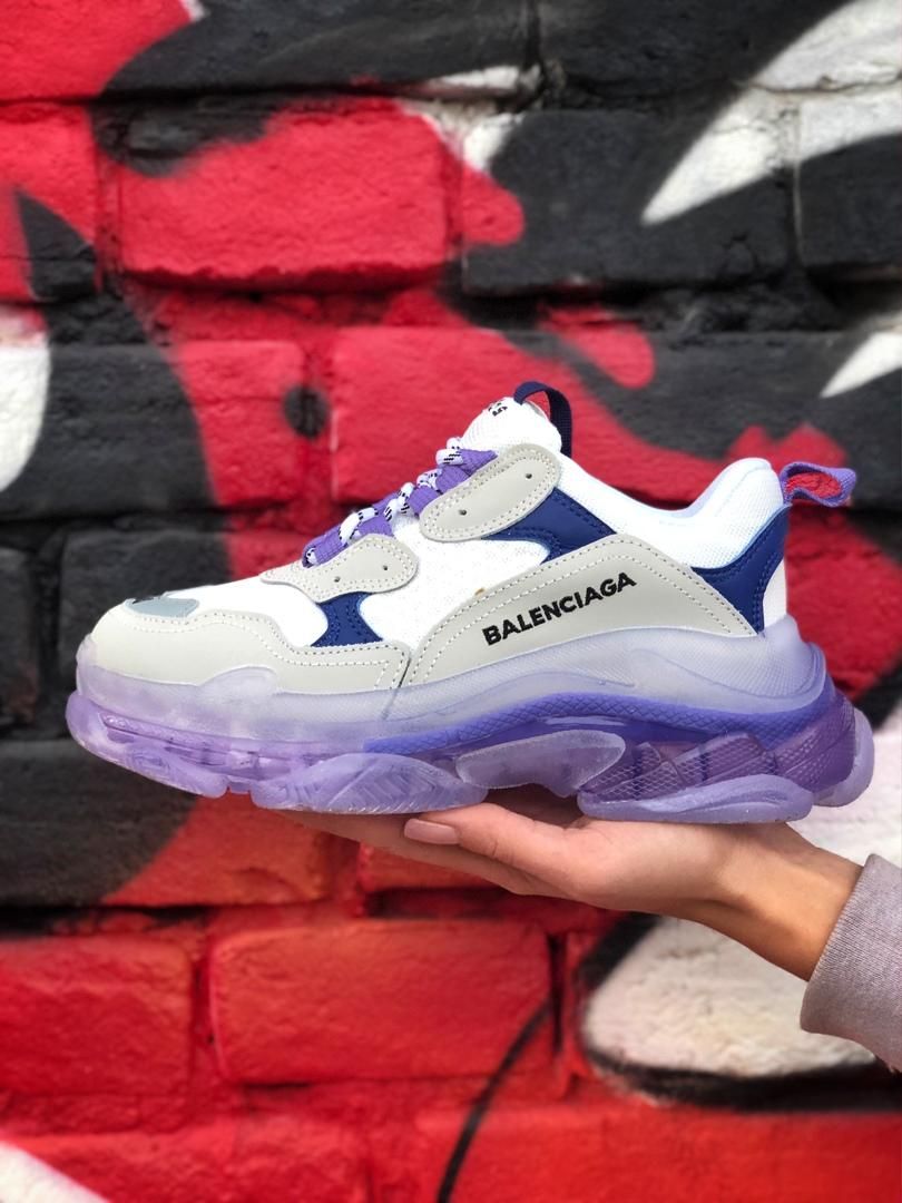 Кросівки Balenciaga Triple S Clear Sole Violet Blue Grey 3442 фото