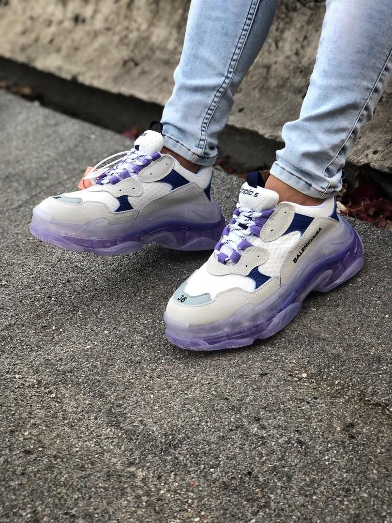 Кросівки Balenciaga Triple S Clear Sole Violet Blue Grey 3442 фото