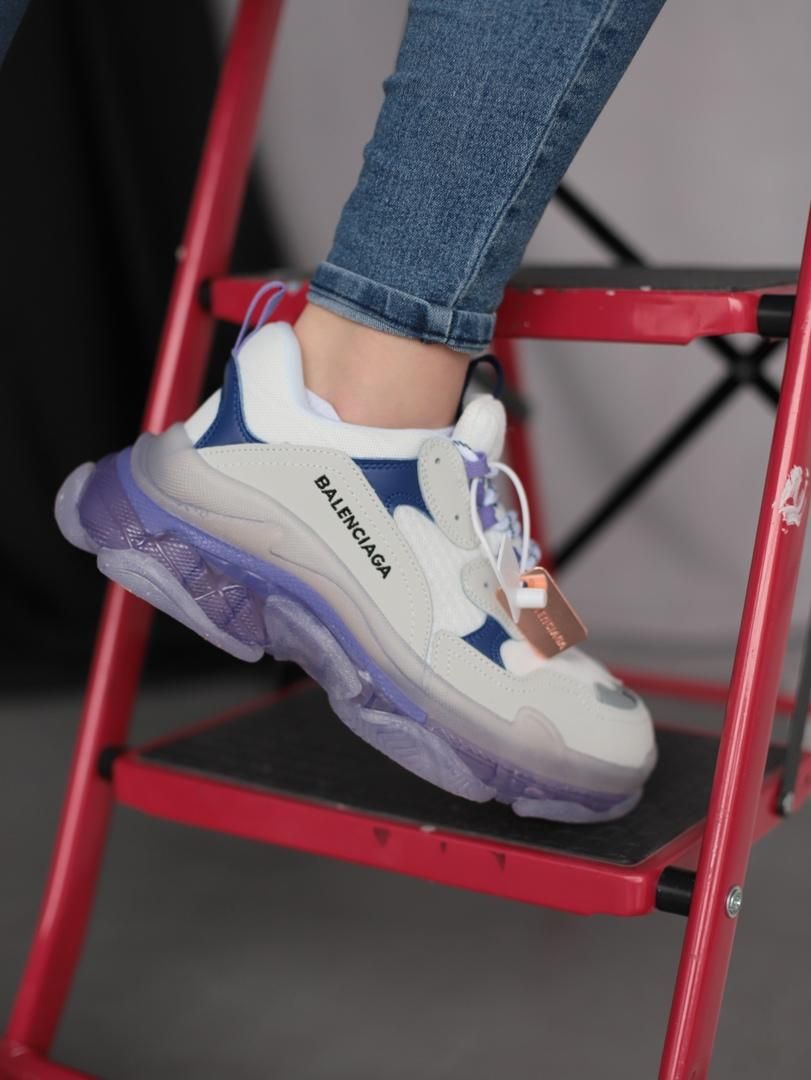 Кросівки Balenciaga Triple S Clear Sole Violet Blue Grey 3442 фото