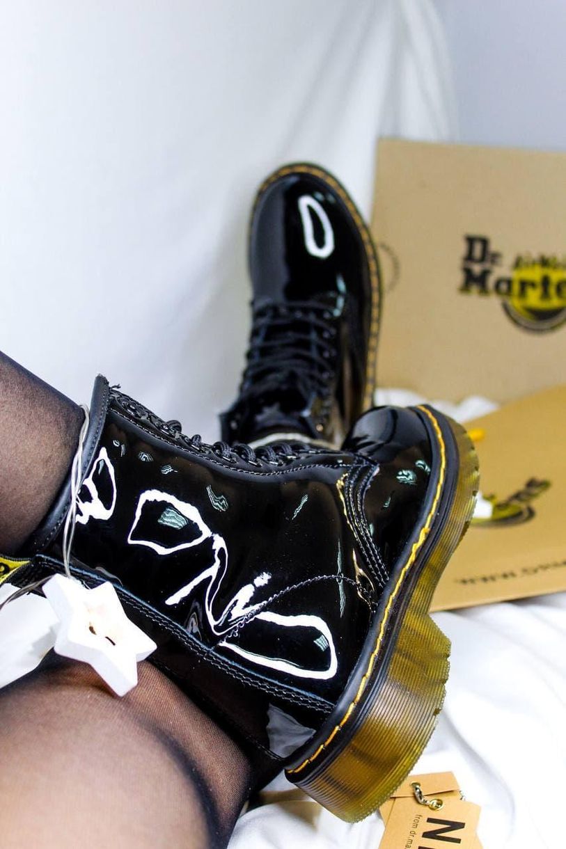 Зимові Черевики Dr. Martens Patent Black Logo 4208 фото