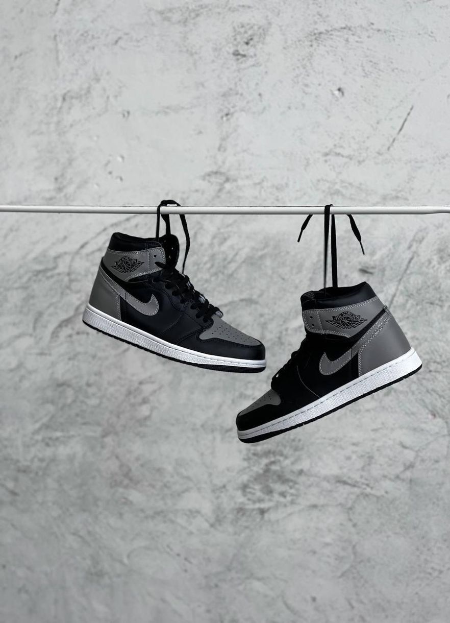 Nike Air Jordan 1 Retro High Black Grey 5787 фото