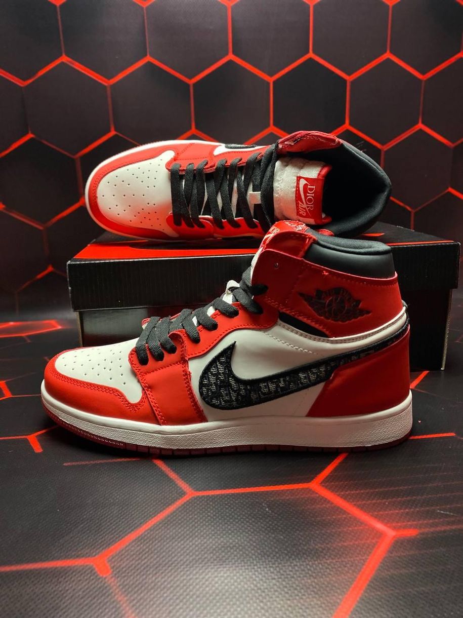 Баскетбольні кросівки Nike Air Jordan 1 Retro x Dior Red Black 7774 фото