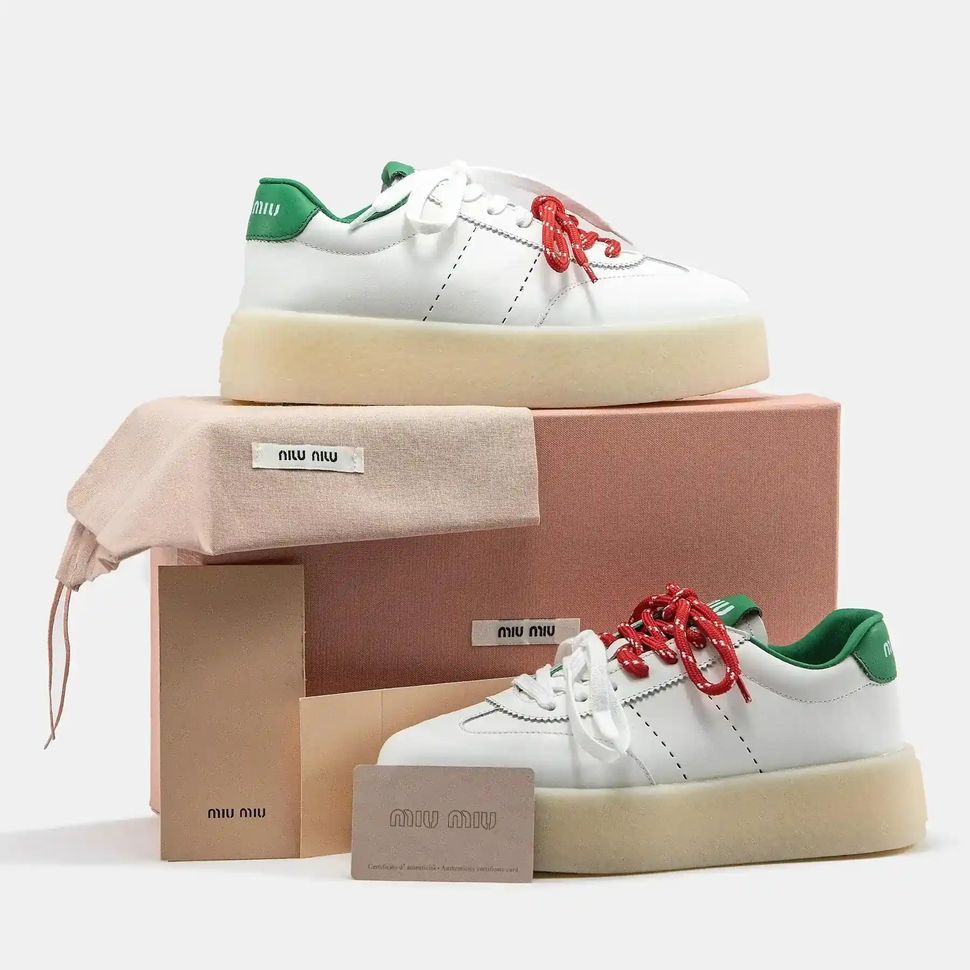 Miu Miu Platform Sneakers White Green Red