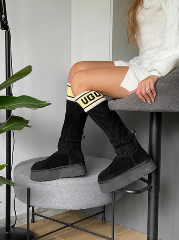 Зимние сапоги UGG Sweater Letter Boots Black, 36