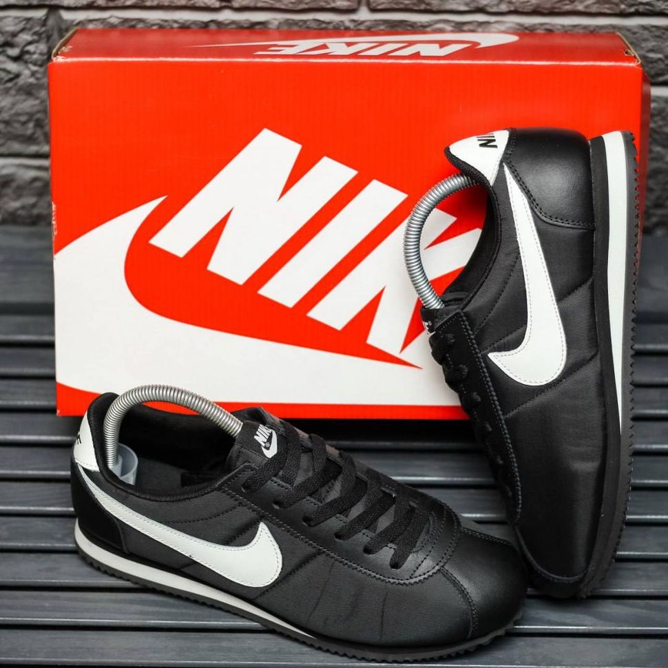 Кросівки Nike Cortez Black White Logo v2 8857 фото