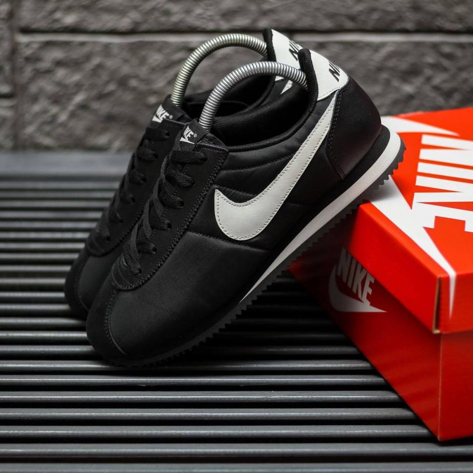 Кросівки Nike Cortez Black White Logo v2 8857 фото