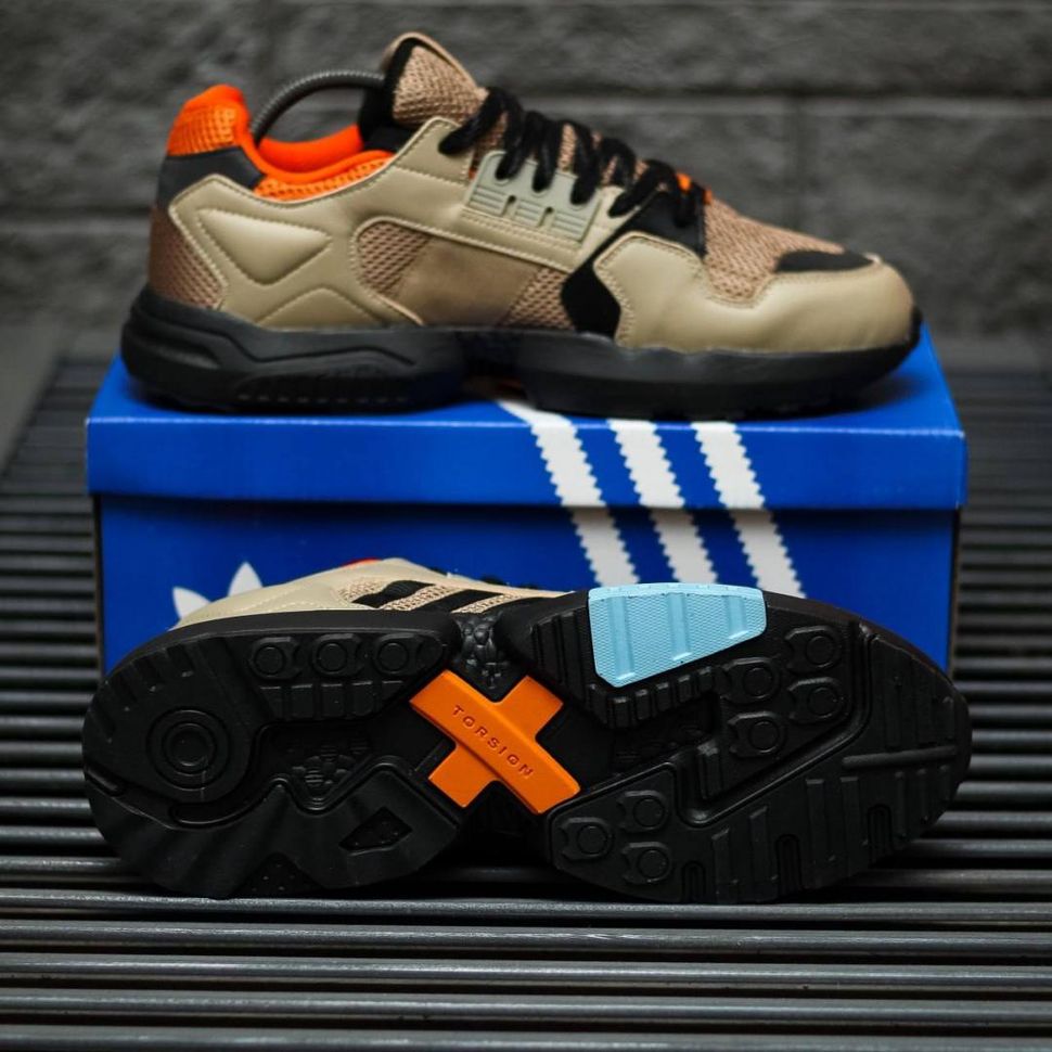 Кроссовки Adidas ZX Torsion Beige Black Orange 8950 фото