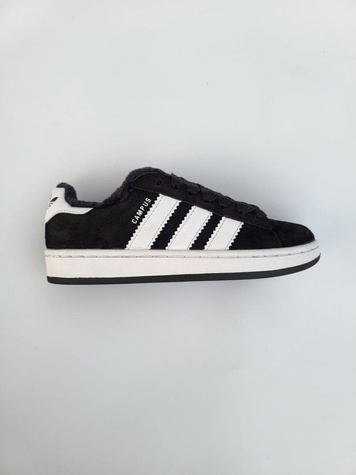 Зимние Кроссовки Adidas Campus Black White Winter Fur 9793 фото