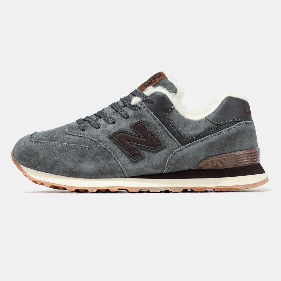 Зимові Кросівки New Balance 574 Grey Brown Fur 9736 фото