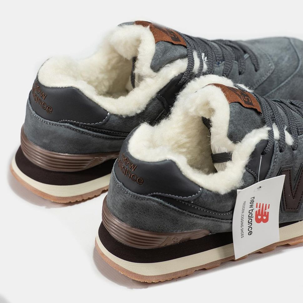 Зимові Кросівки New Balance 574 Grey Brown Fur 9736 фото