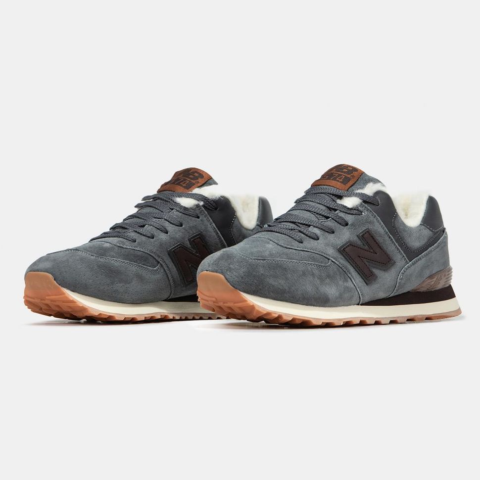 Зимові Кросівки New Balance 574 Grey Brown Fur 9736 фото