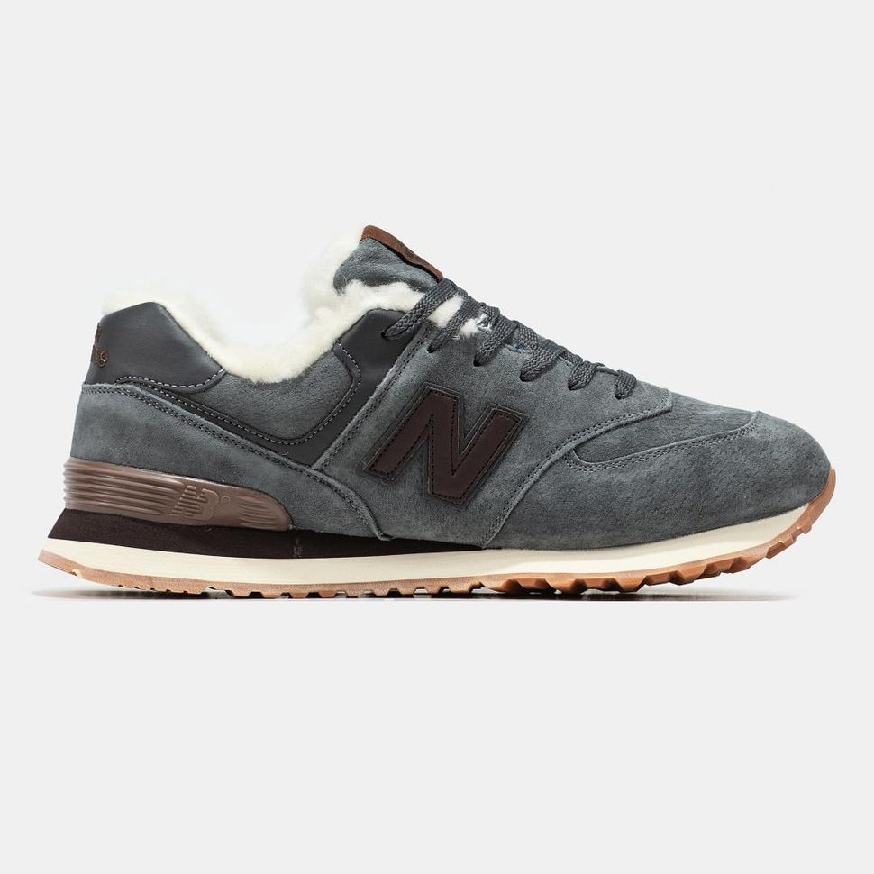 Зимові Кросівки New Balance 574 Grey Brown Fur 9736 фото