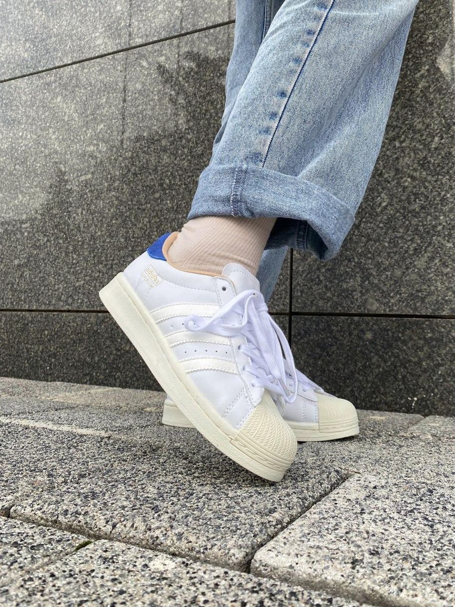 Кеди Adidas Superstar White Blue 10243 фото