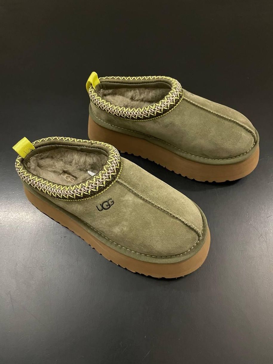 Зимові чоботи Ugg Tasman Chestnut Olive (оливкова вишивка) 9834 фото