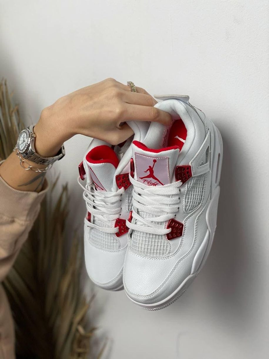 Баскетбольні кросівки Nike Air Jordan Retro 4 White Red 2196 фото
