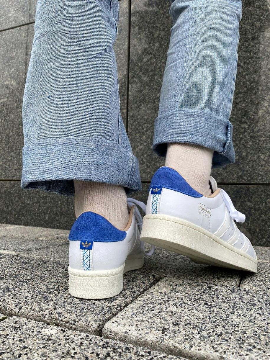 Кеди Adidas Superstar White Blue 10243 фото