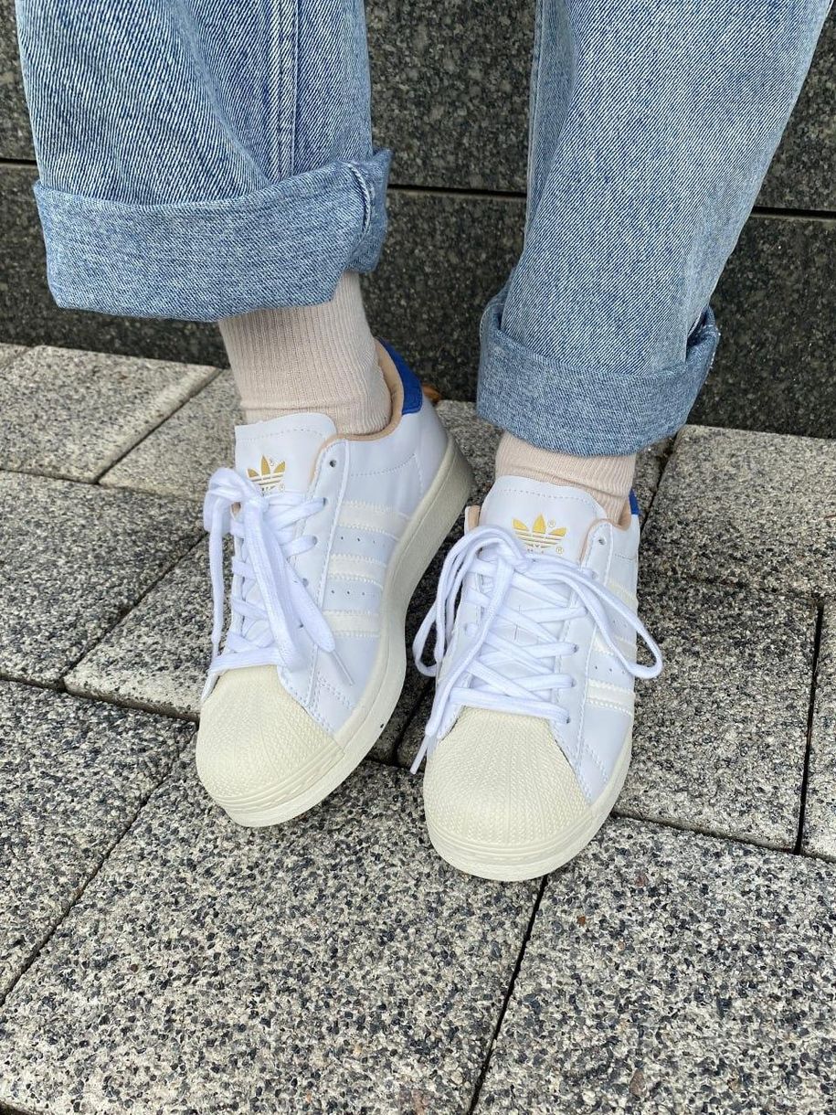 Кеди Adidas Superstar White Blue 10243 фото