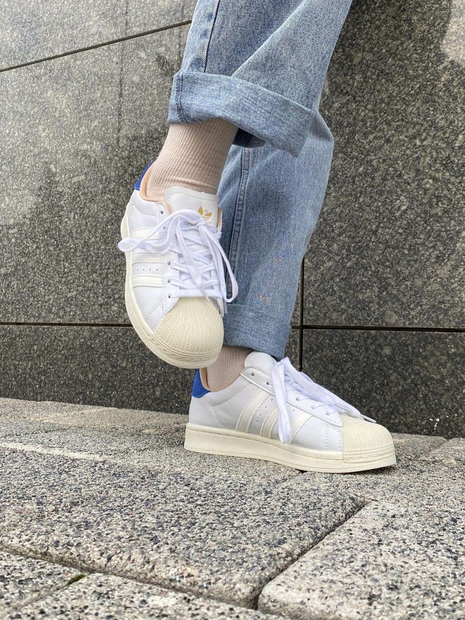 Кеди Adidas Superstar White Blue 10243 фото