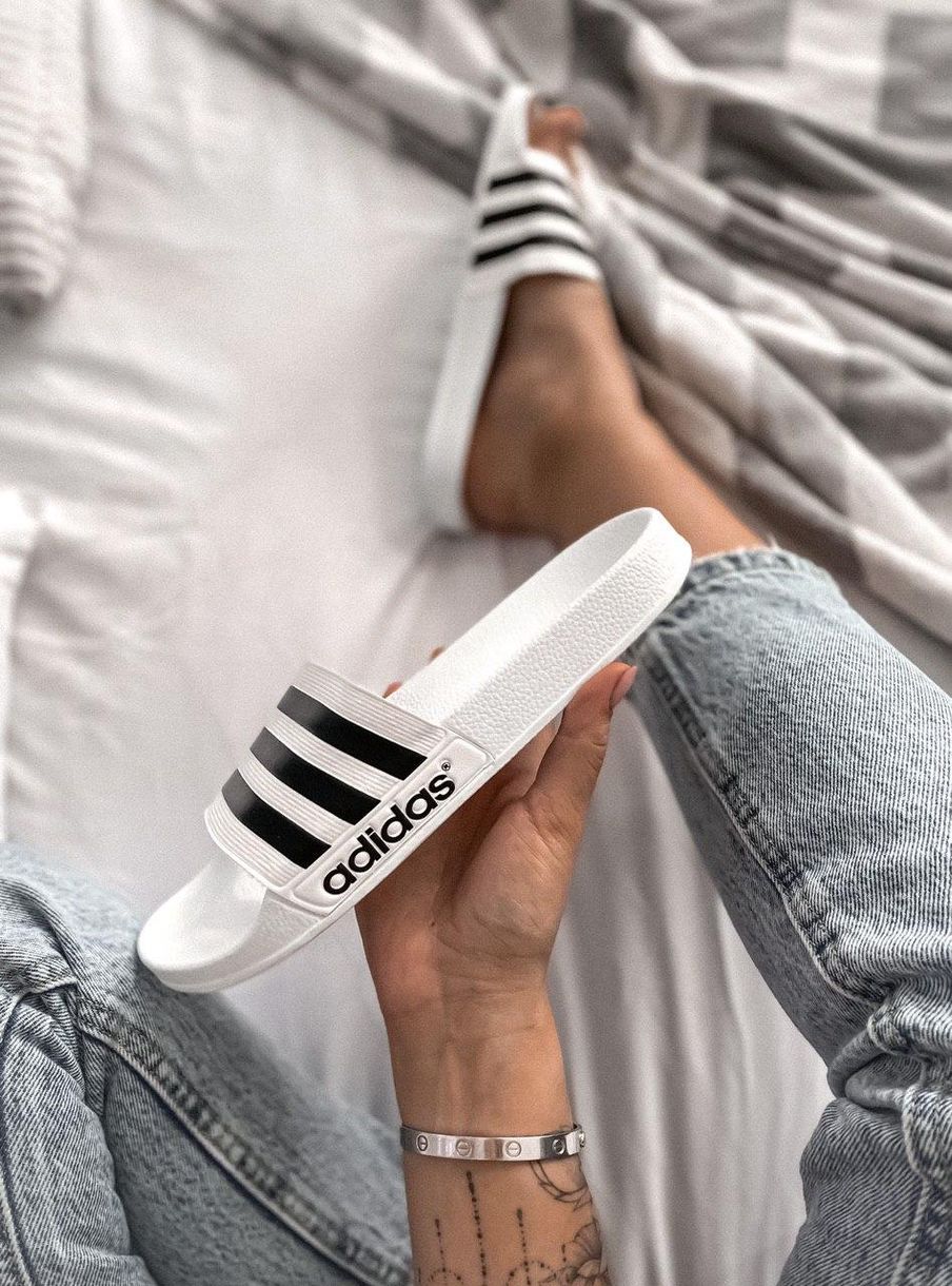 Шльопанці Adidas White Black 3344 фото