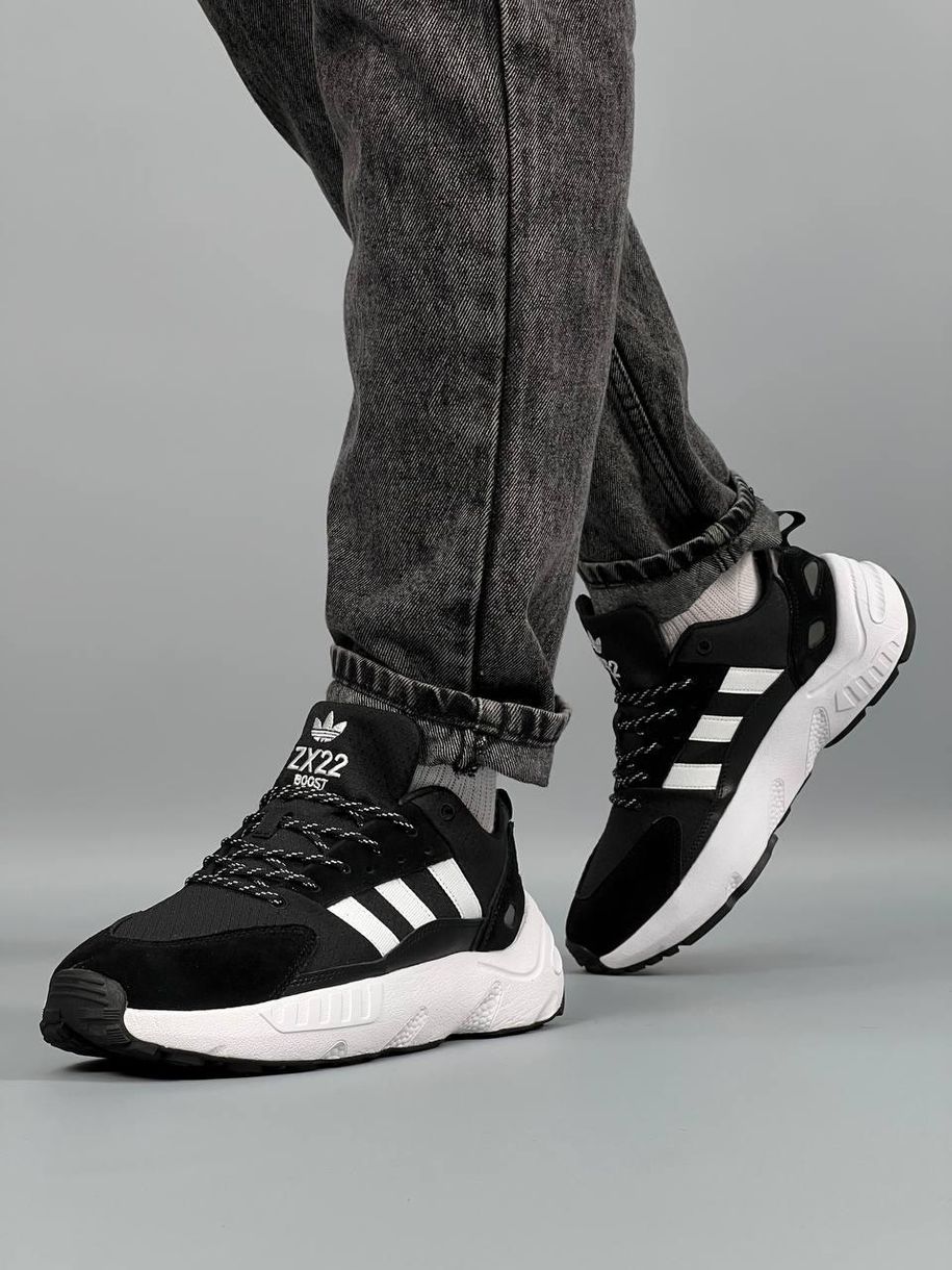 Adidas ZX 22 Boost Black White 7159 фото