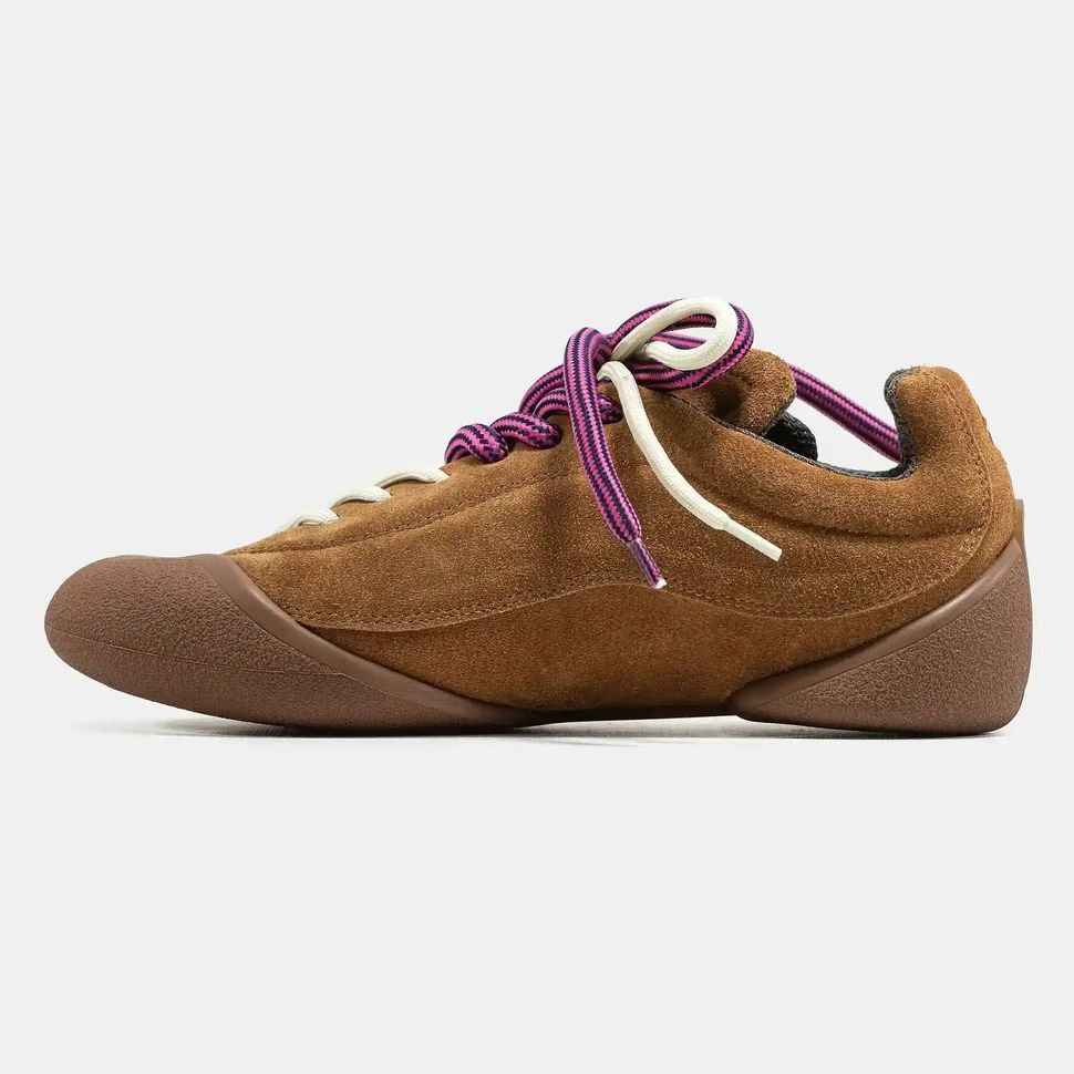 Alexander McQueen Flexion Brown Suede Pink Laces, 36