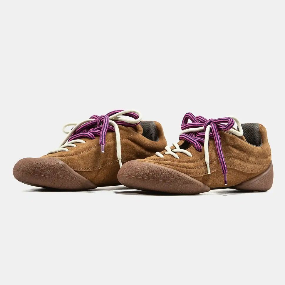 Alexander McQueen Flexion Brown Suede Pink Laces, 36