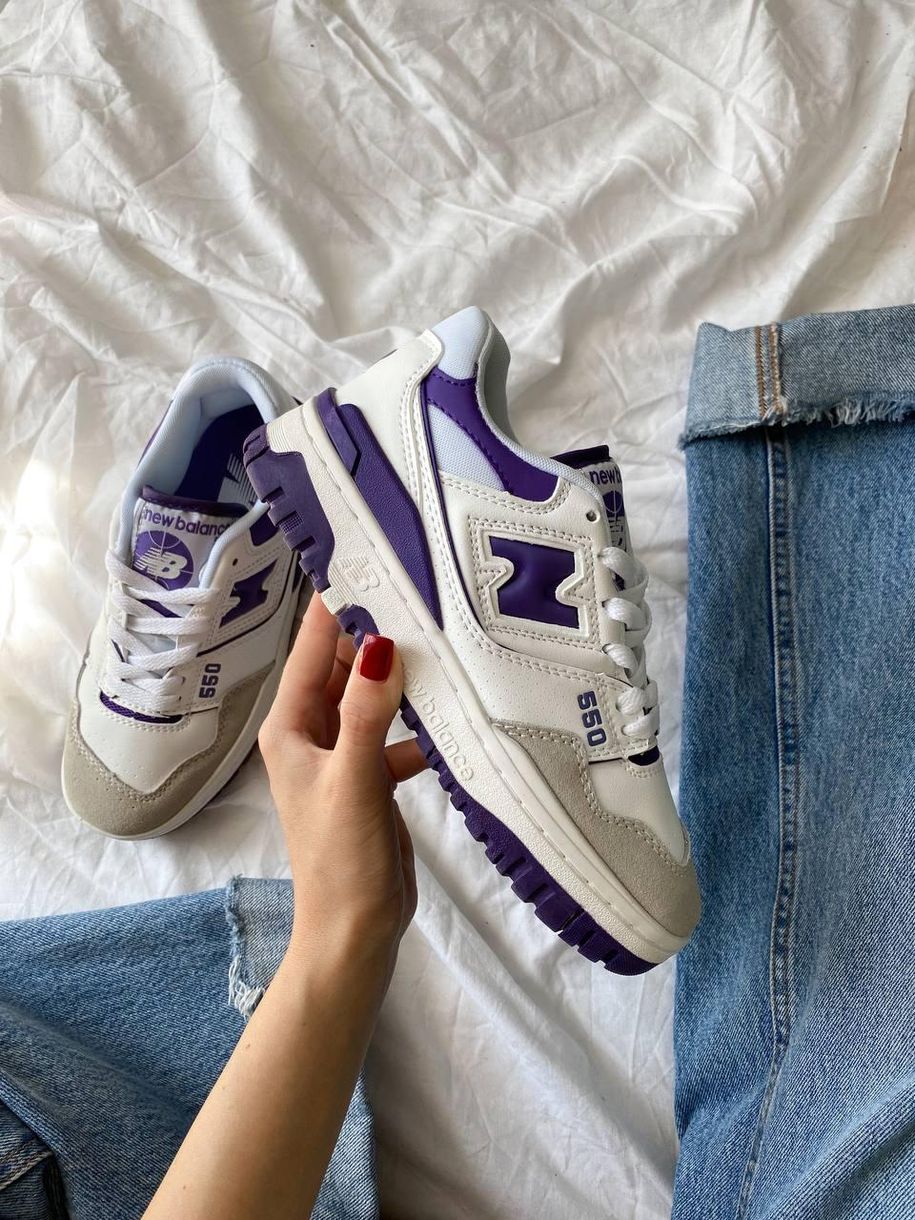 Кросівки New Balance 550 White Purple 8110 фото