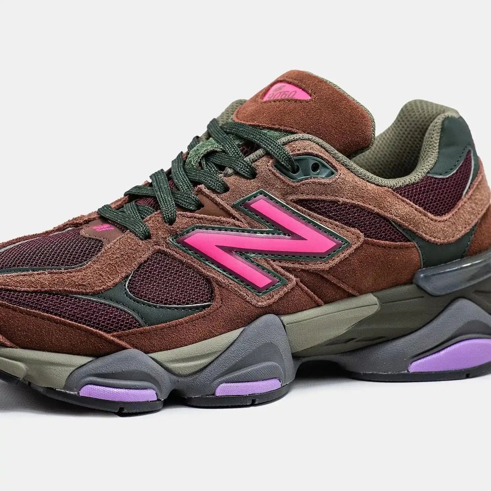 New Balance 9060 Brown Burgundy Olive Pink