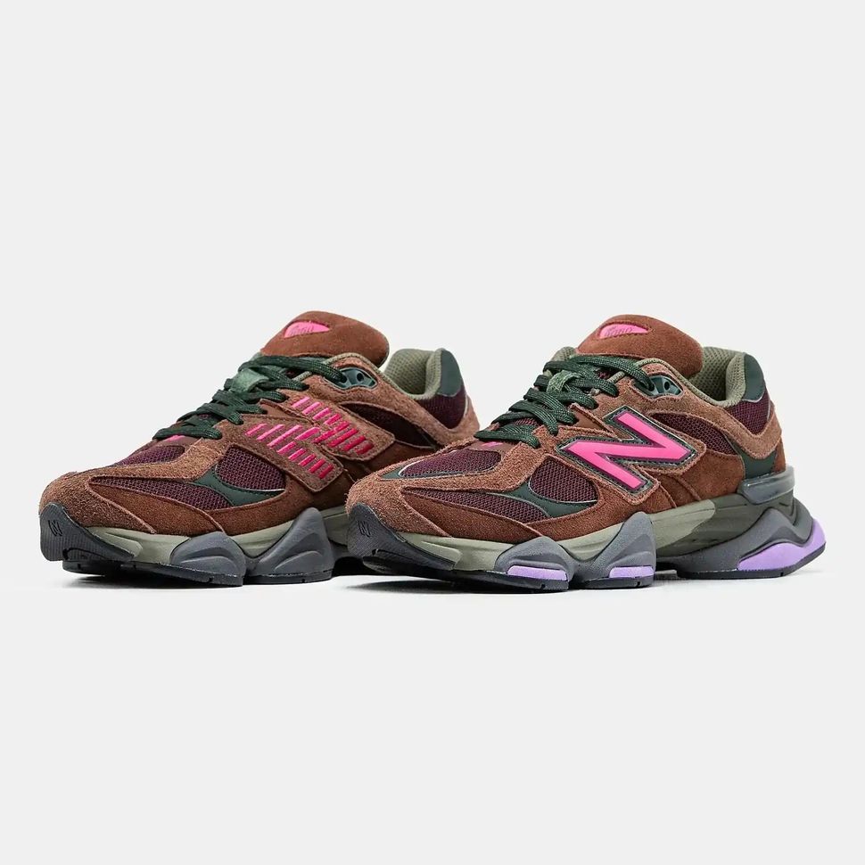 New Balance 9060 Brown Burgundy Olive Pink
