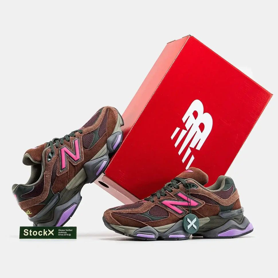 New Balance 9060 Brown Burgundy Olive Pink