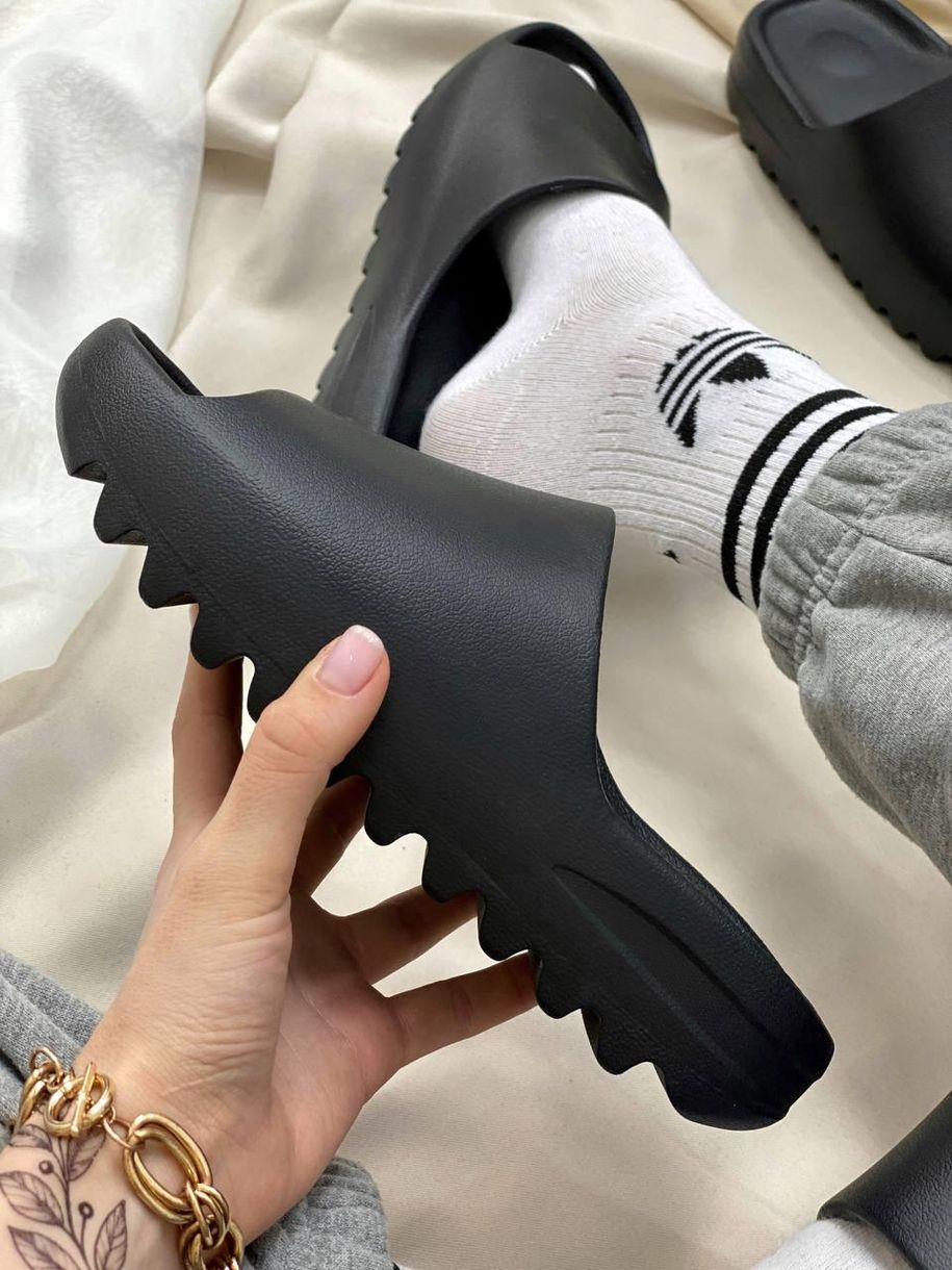 Шлепанцы Adidas Yeezy Slide Black (Без лого) 7179 фото