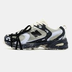 New Balance 530 Cream Black Paint Splatter