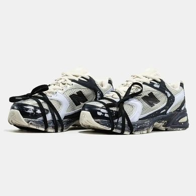 New Balance 530 Cream Black Paint Splatter, 36