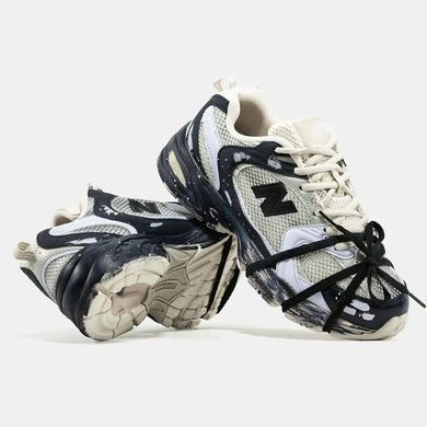 New Balance 530 Cream Black Paint Splatter, 36