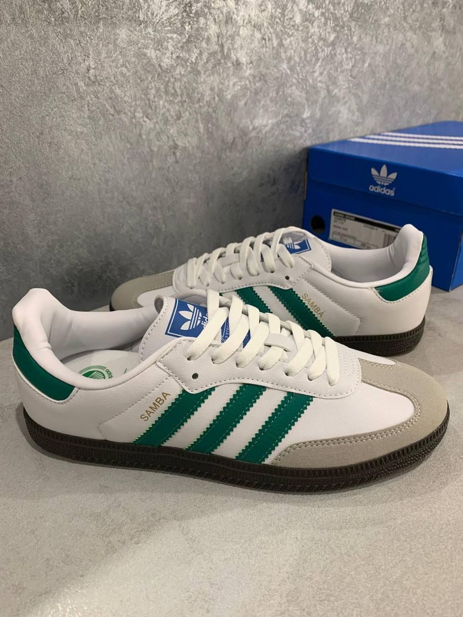 Кеды Adidas Samba OG White Green Gum 9234 фото