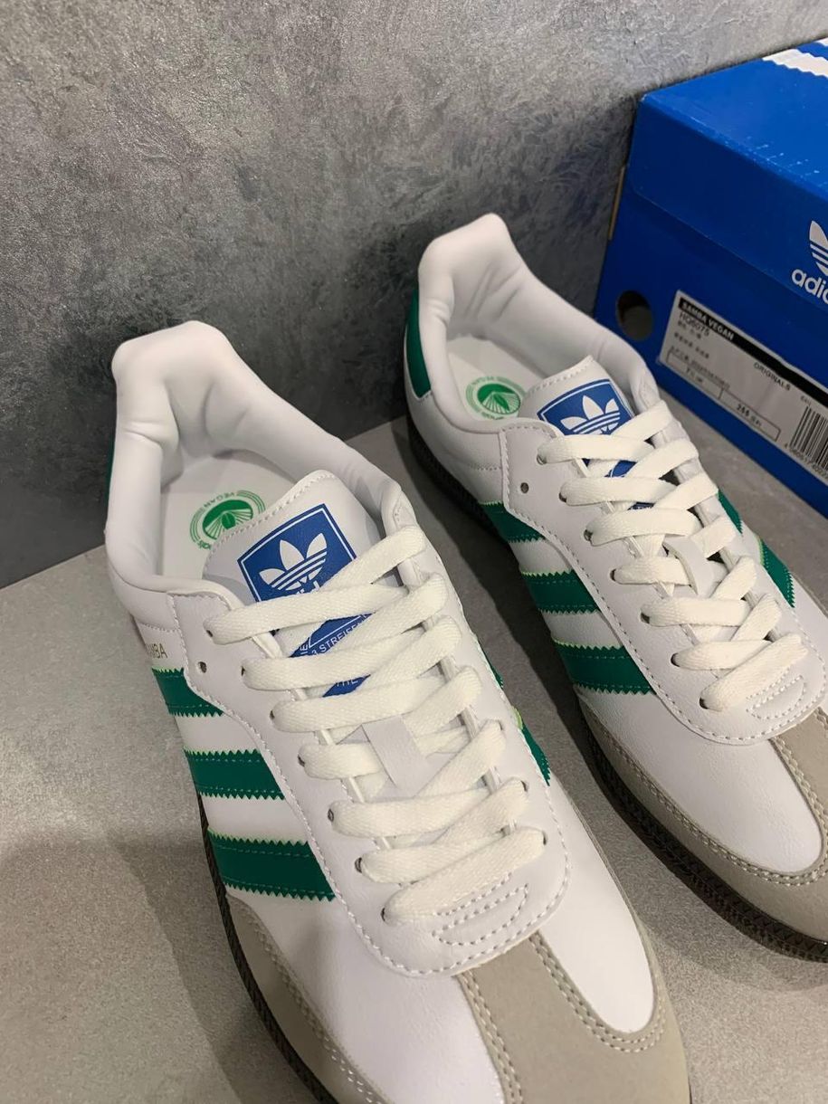 Кеды Adidas Samba OG White Green Gum 9234 фото