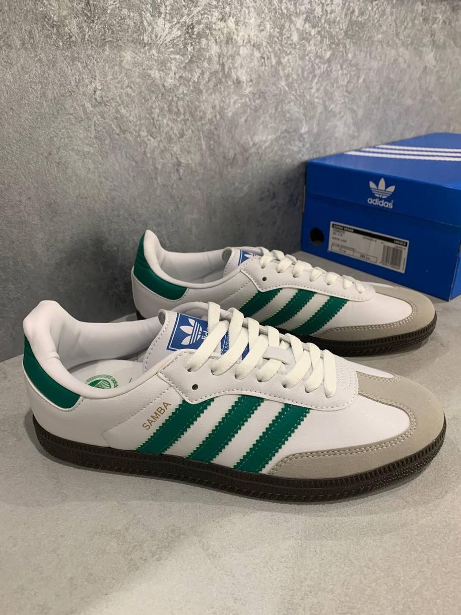 Кеды Adidas Samba OG White Green Gum 9234 фото