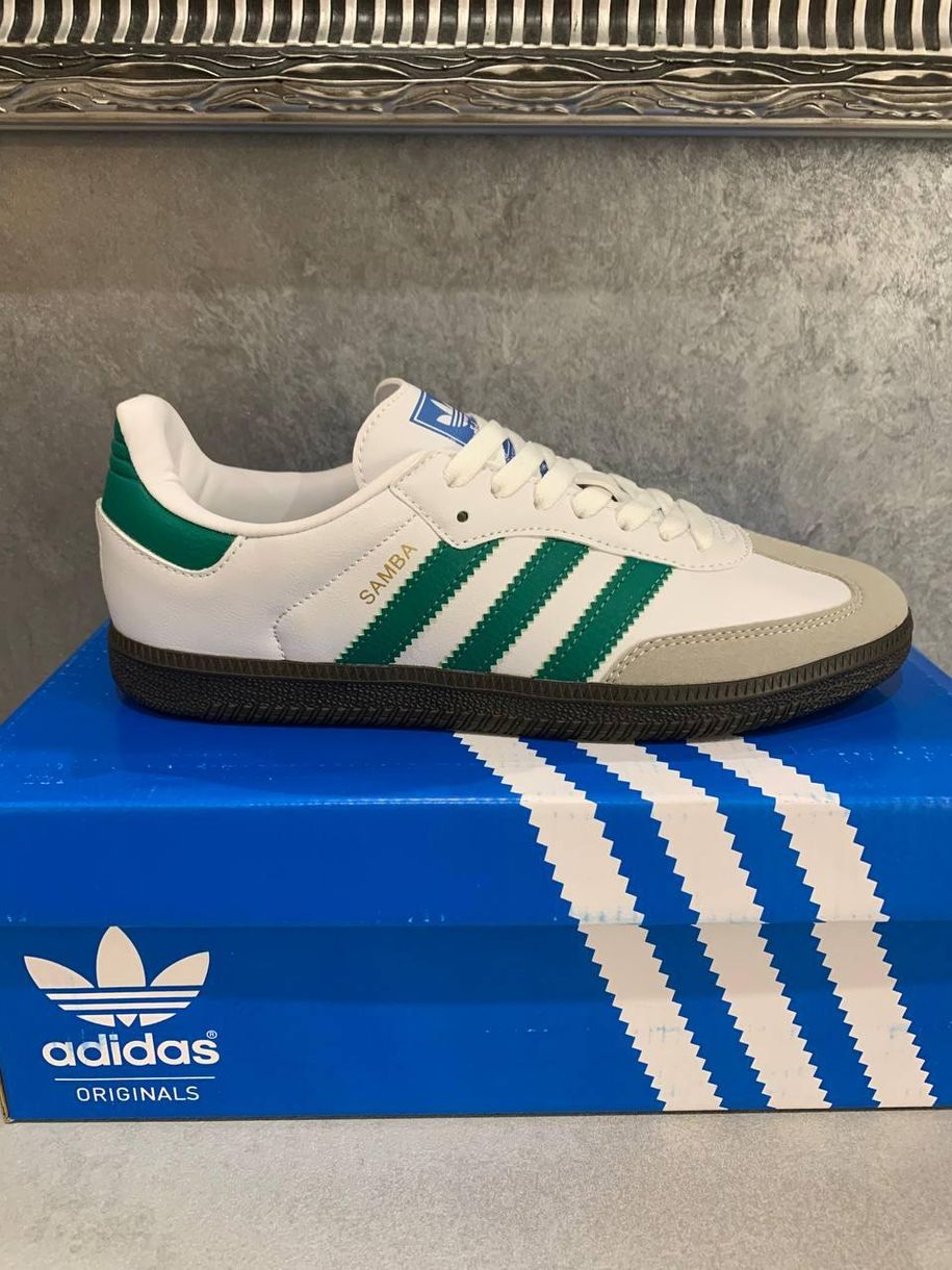 Кеды Adidas Samba OG White Green Gum 9234 фото