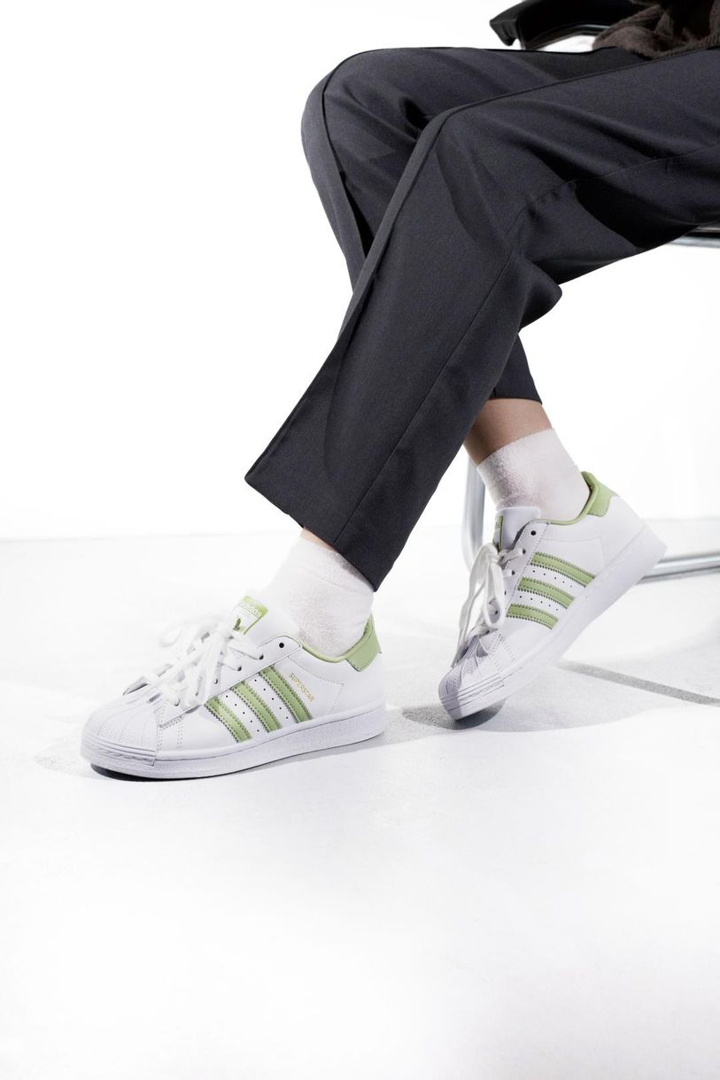 Кроссовки Adidas Superstar White Green 10501 фото