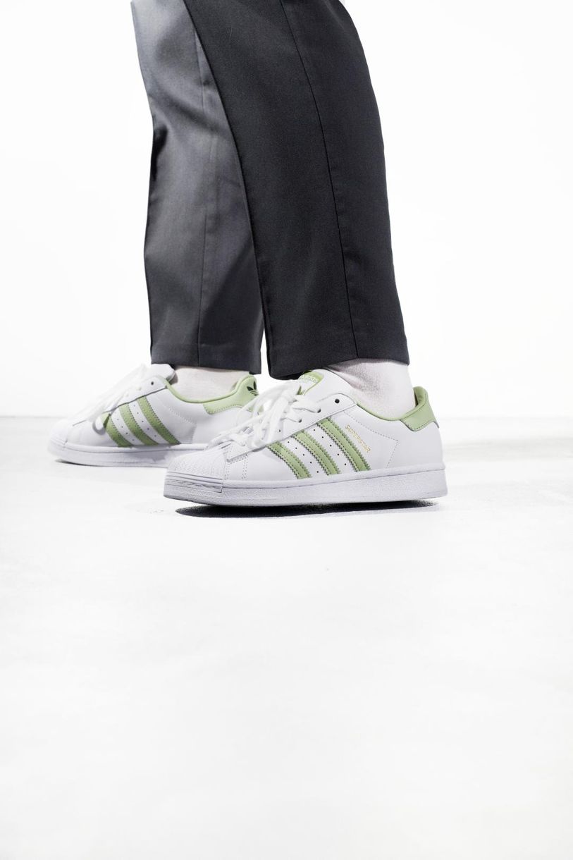 Кроссовки Adidas Superstar White Green 10501 фото