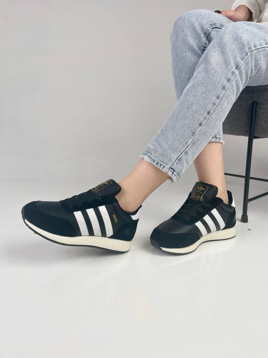 Зимние Кроссовки Adidas Iniki Black White 8 6240 фото