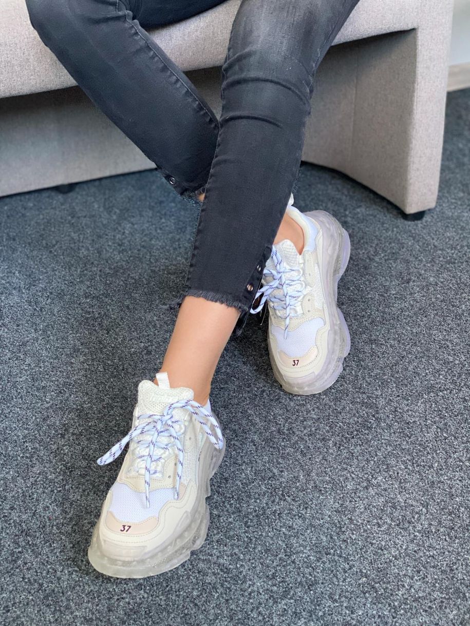 Кросівки Balenciaga Triple S Clear Sole White Beige 3465 фото